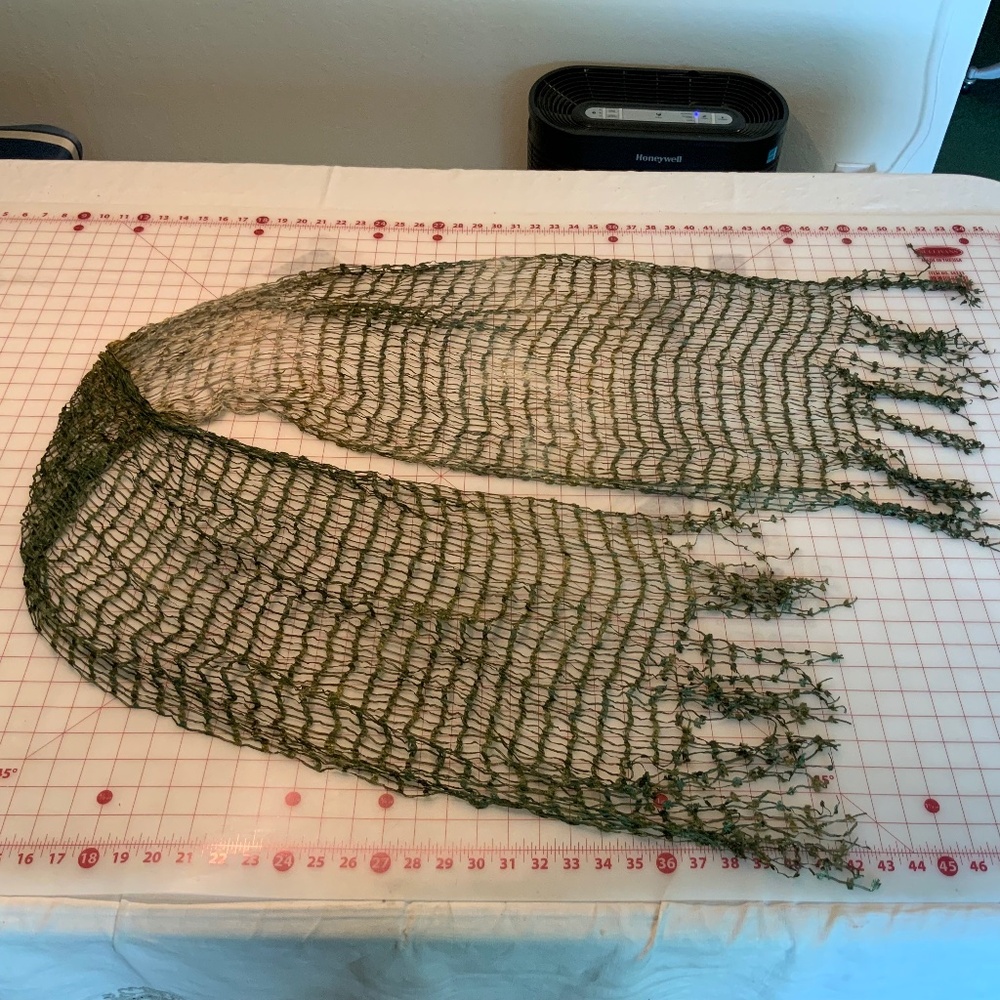 Green Silk Scarf Netted - Variable Colors Of Green - image 7